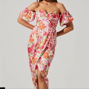 ASTR dress Zurina pink floral OTS midi dress